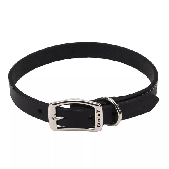 Circle T® Latigo Leather Round Dog Collar with Solid Brass
