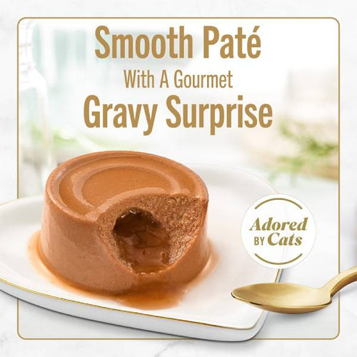 Fancy Feast Savory Centers Wet Cat Food with a Gourmet Gravy Center 12 Count Variety Pack - Chicken, Salmon, Beef, and Tuna Paté